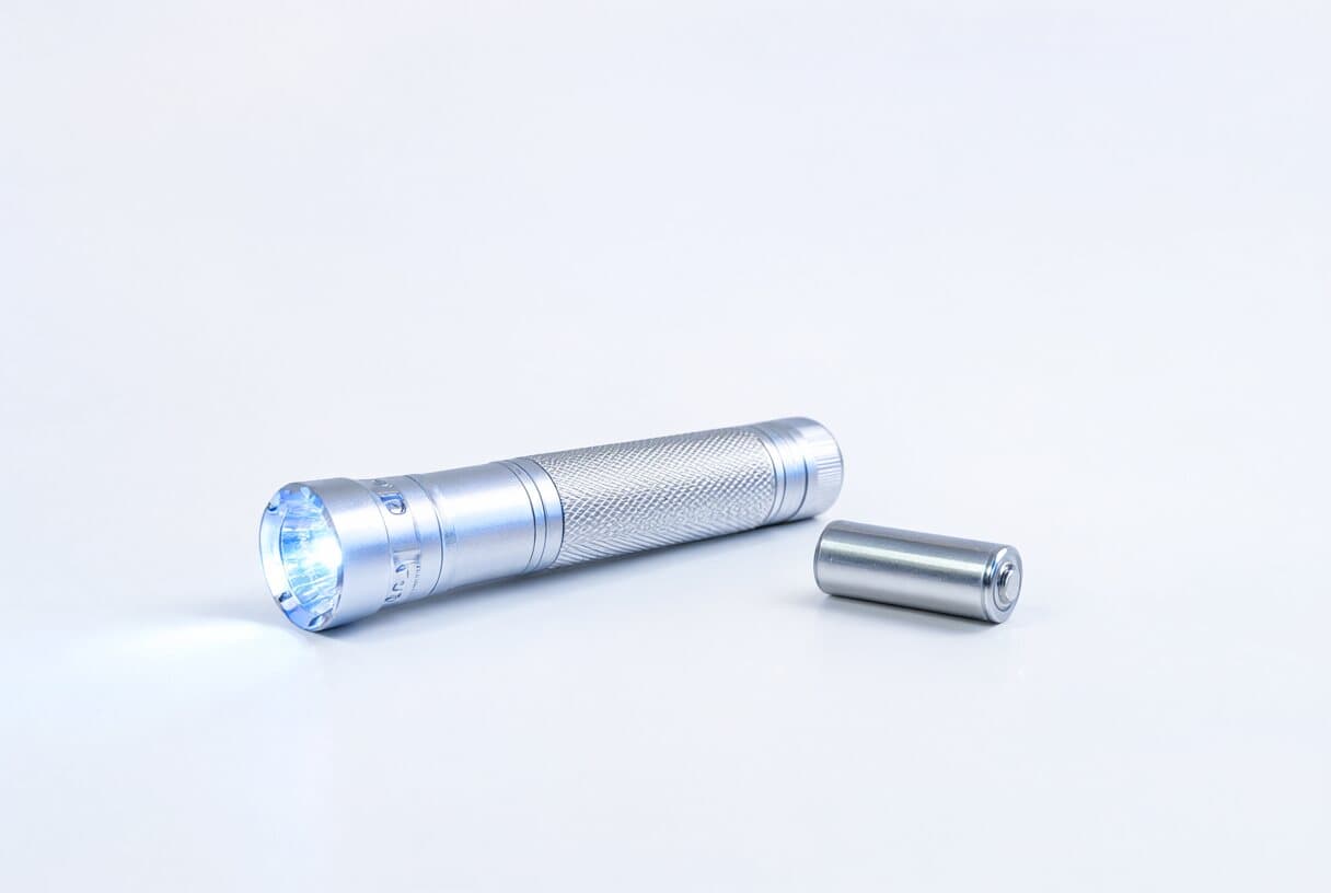 Aluminium LED flashlight with a spare cell