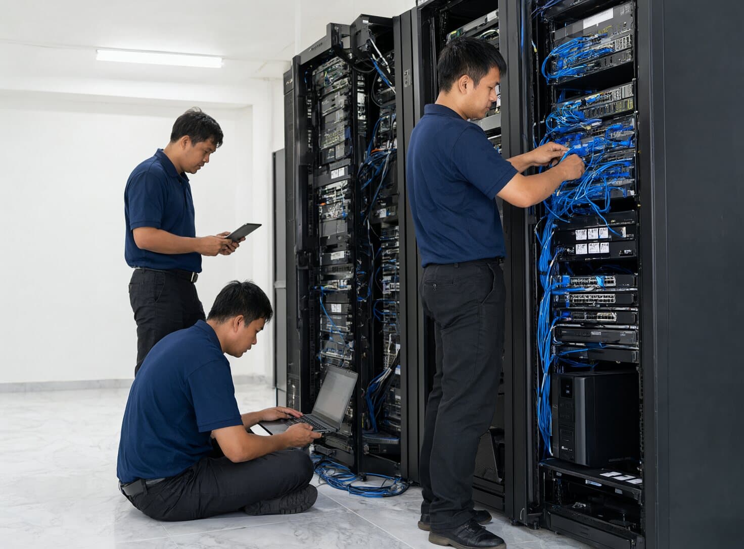 Monachi engineers working on equipment